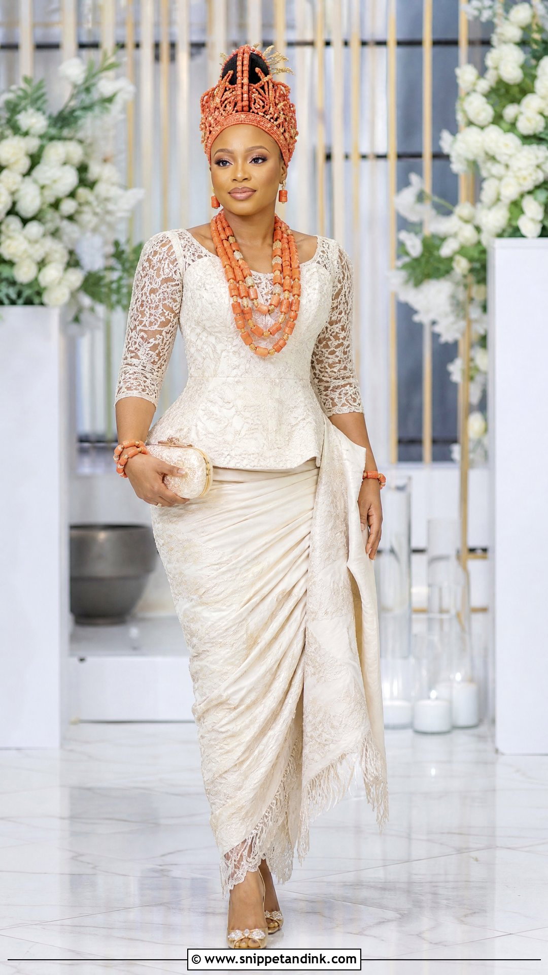 Benin Bride Ivory Outfit - Snippet and Ink - 25 Benin Traditional Wedding Attire Ideas