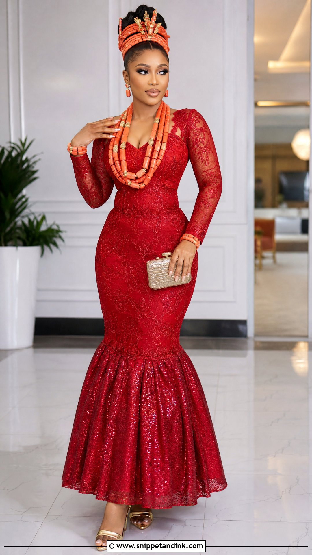 Benin Bride Mermaid Skirt Outfit - Snippet and Ink - 25 Benin Traditional Wedding Attire Ideas