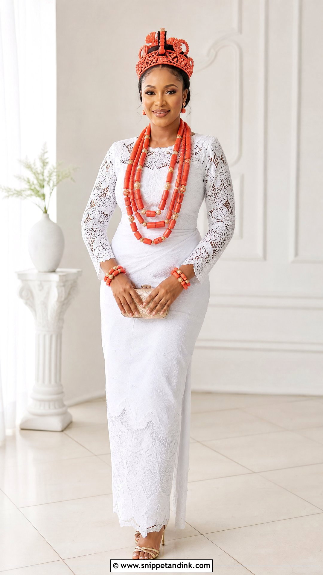 Benin Bride White Lace Outfit - Snippet and Ink - 25 Benin Traditional Wedding Attire Ideas