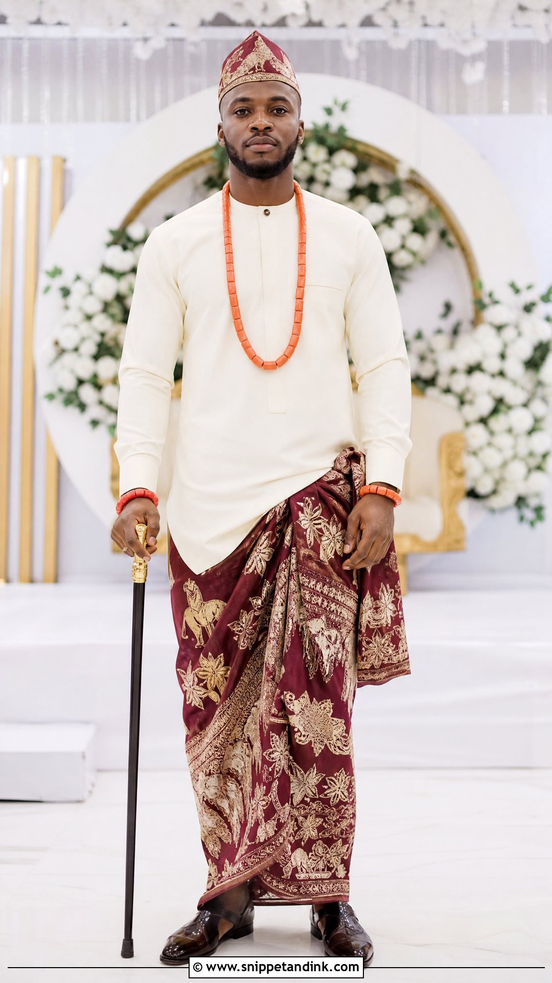 Benin Groom George Wrapper Outfit - Snippet and Ink - 25 Benin Traditional Wedding Attire Ideas