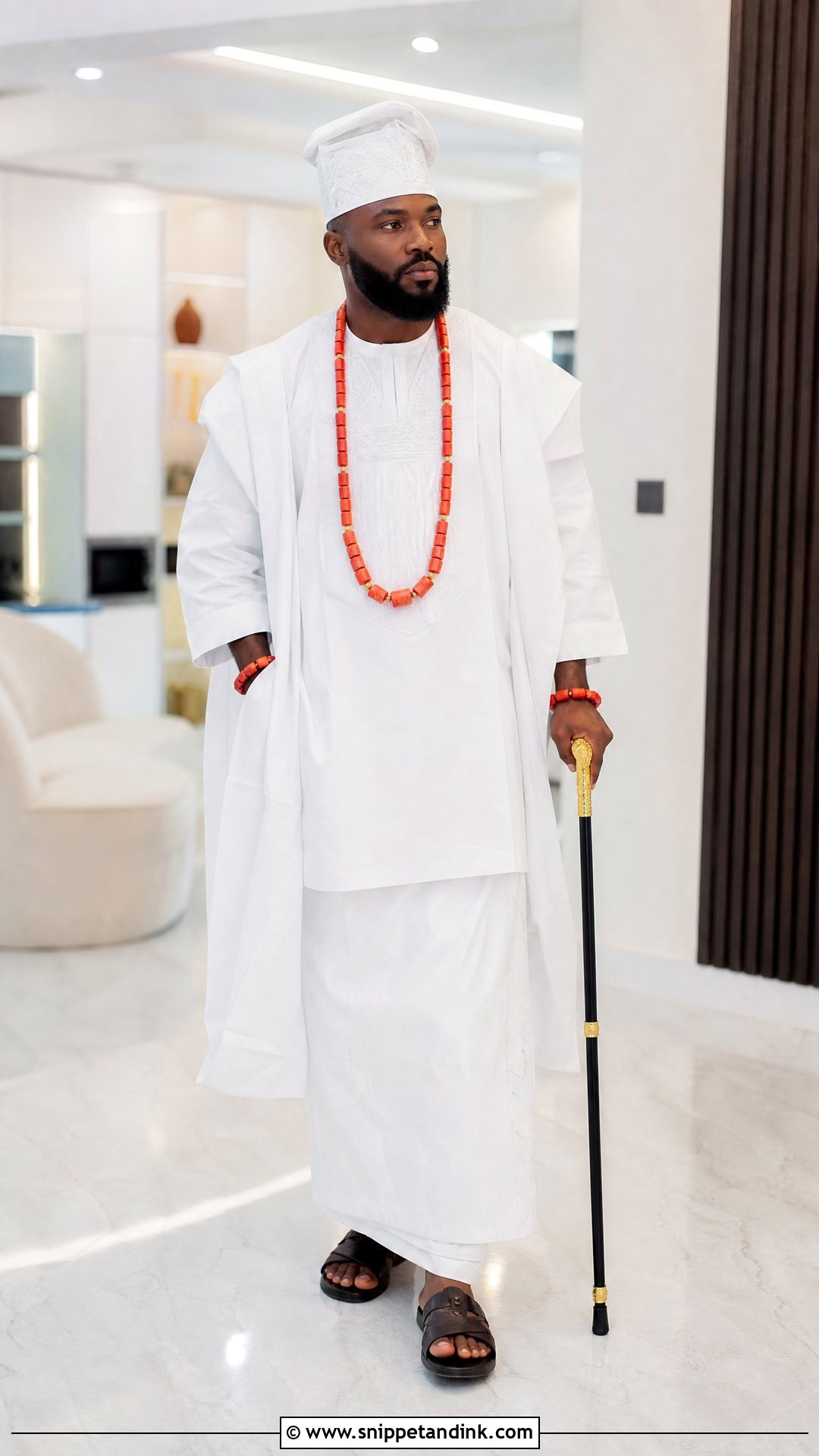 Benin Groom White Etibo Outfit - Snippet and Ink - 25 Benin Traditional Wedding Attire Ideas
