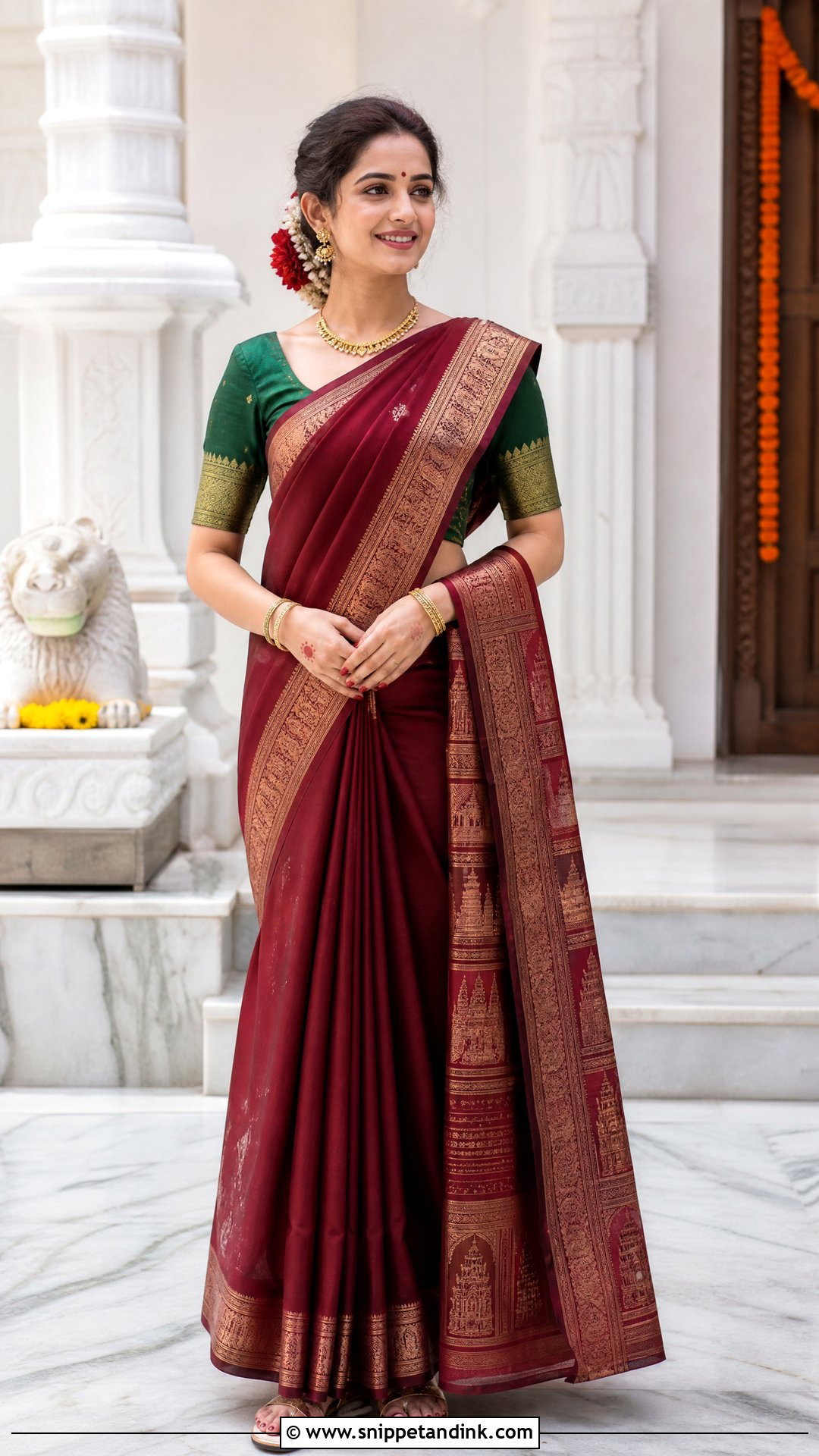 Berhampuri Patta Saree With Odia Accessories - Snippet and Ink - 20 Traditional Indian Wedding Outfits