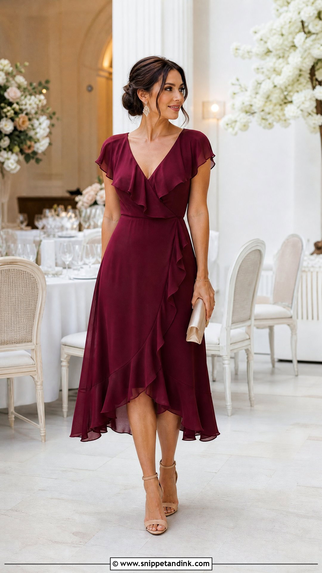 Berry Ruffle Dress - Snippet and Ink - 25 Fall Dresses to Wear to a Wedding