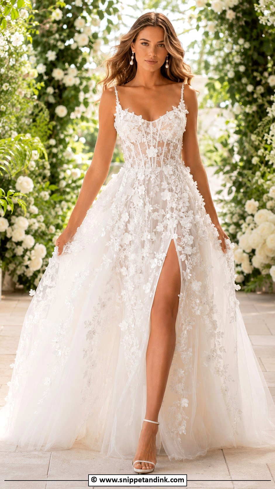 Berta Floral Applique Wedding Dress - Snippet and Ink - 25 Berta Wedding Dress Ideas