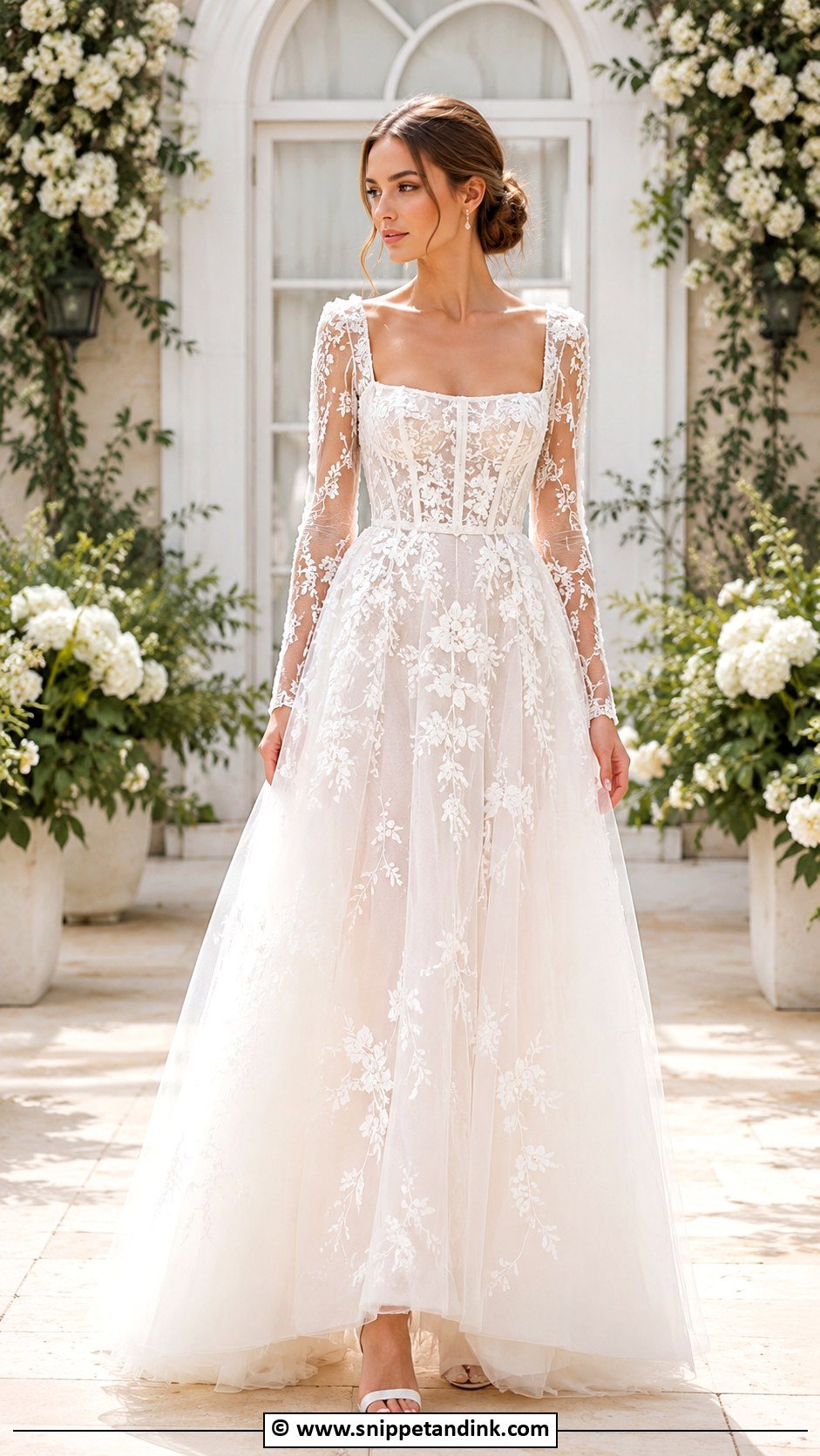 Berta Square Neck Wedding Dress - Snippet and Ink - 25 Berta Wedding Dress Ideas