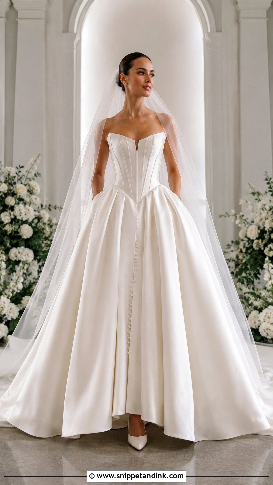 Bespoke Basque Waist Ball Gown Wedding Dress - Snippet and Ink - 20 Bespoke Wedding Dress Ideas
