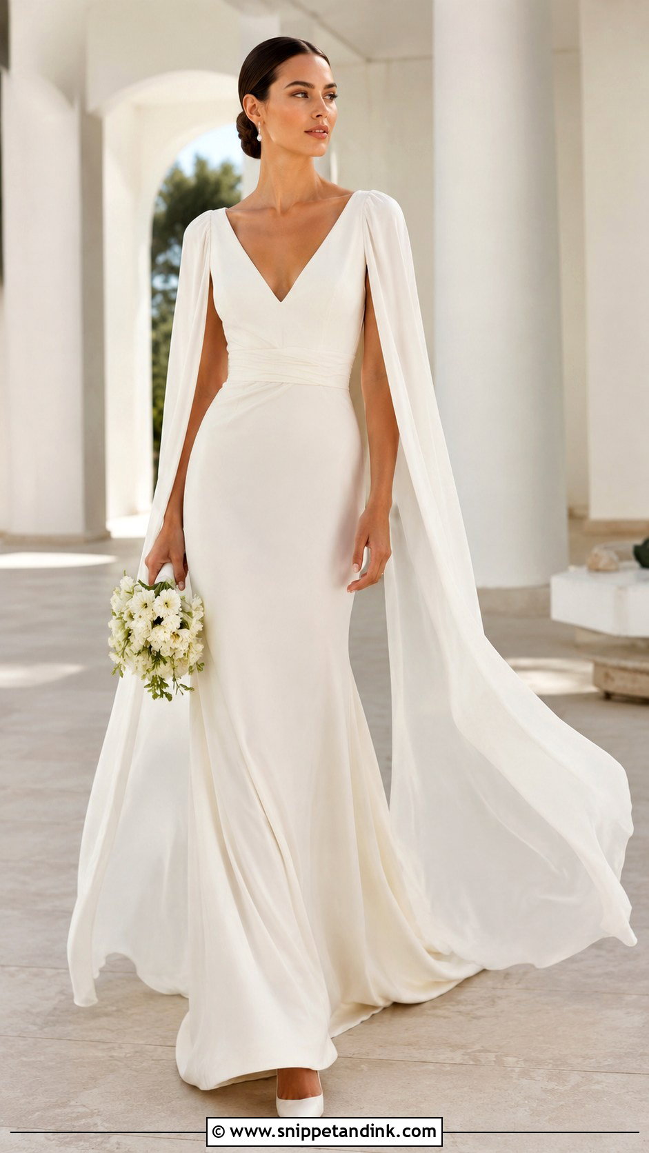 Bespoke Cape Sleeve Wedding Dress - Snippet and Ink - 20 Bespoke Wedding Dress Ideas
