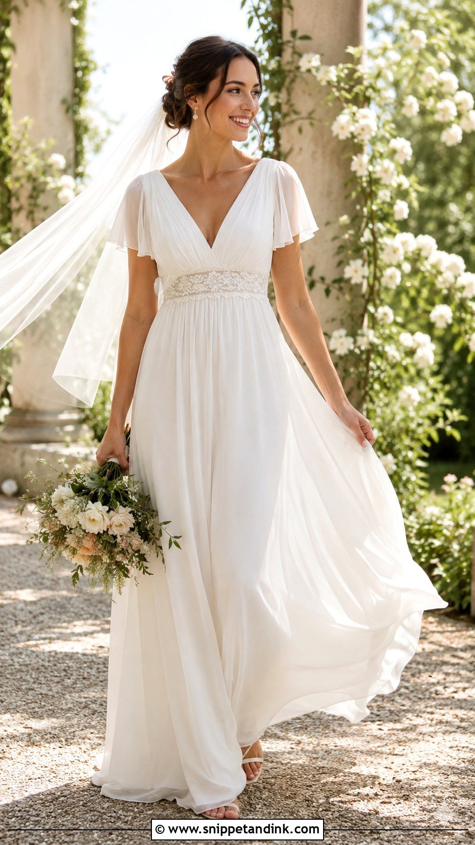 Bespoke Chiffon Empire Waist Wedding Dress - Snippet and Ink - 20 Bespoke Wedding Dress Ideas