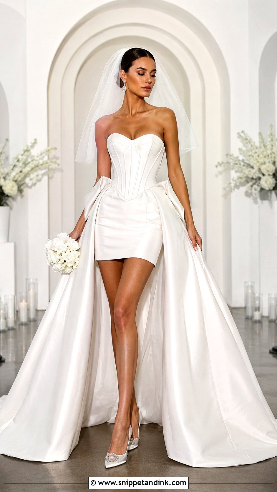 Bespoke High Low Wedding Dress With Overskirt - Snippet and Ink - 20 Bespoke Wedding Dress Ideas