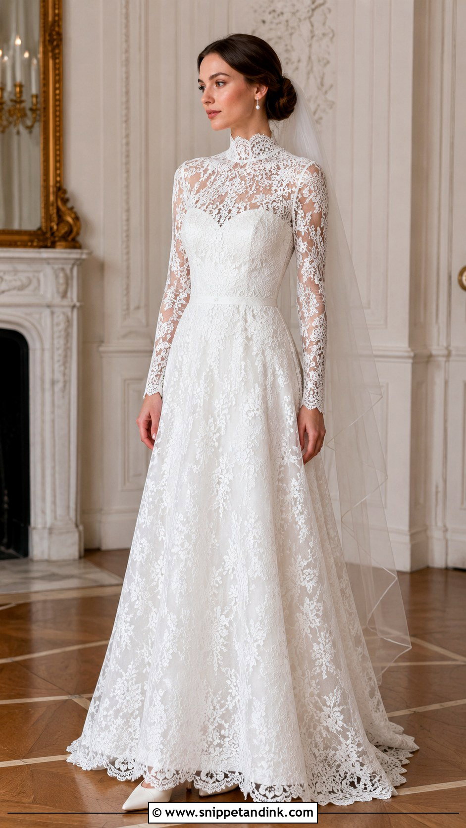 Bespoke High Neck Lace Wedding Dress - Snippet and Ink - 20 Bespoke Wedding Dress Ideas