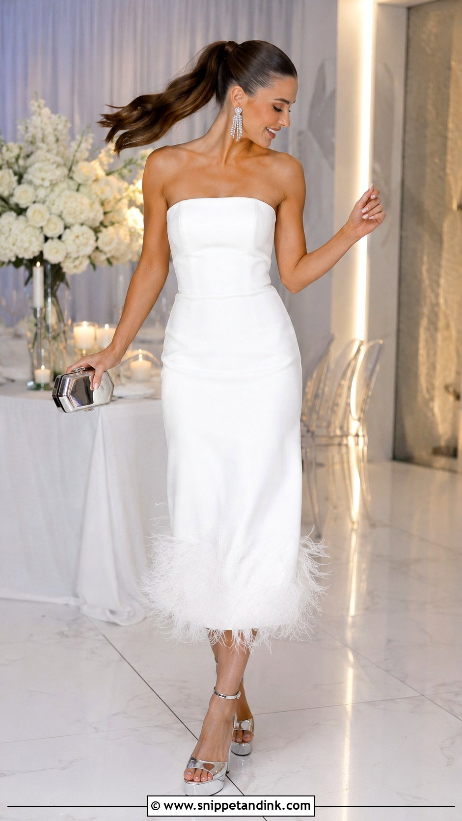 Beyonce Feather Trim Reception Wedding Dress - Snippet and Ink - 20 Beyonce Wedding Dress Ideas