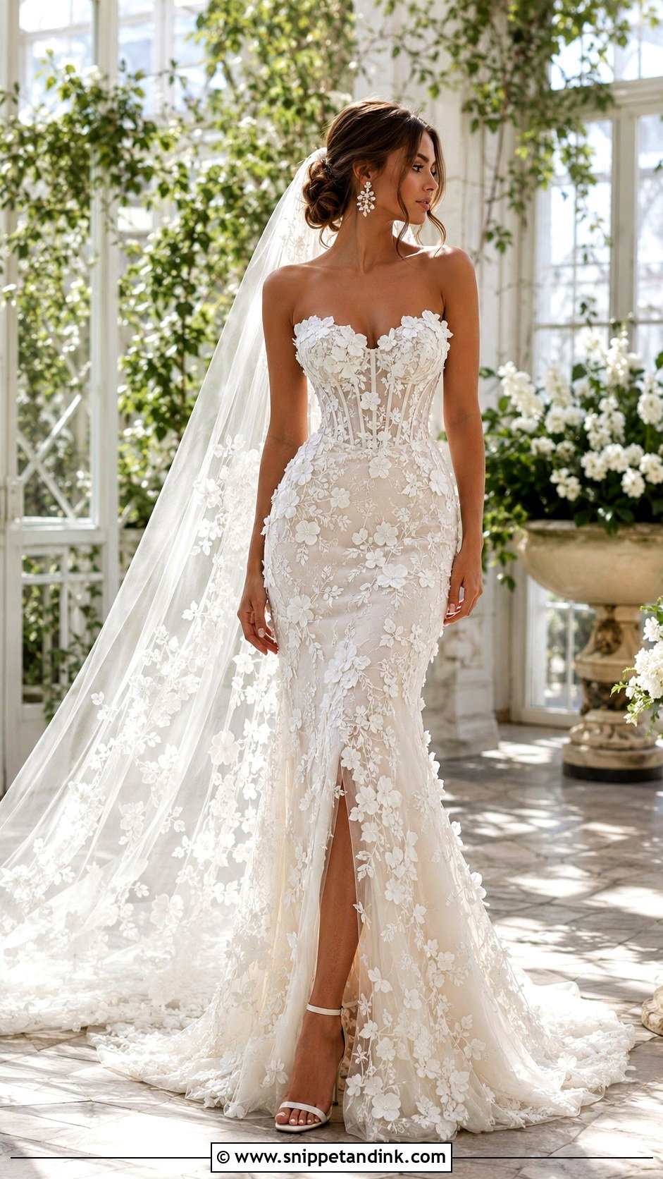 Beyonce Floral Applique Wedding Dress - Snippet and Ink - 20 Beyonce Wedding Dress Ideas