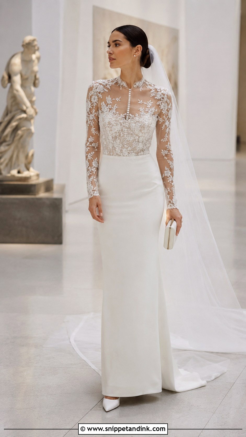 Beyonce High Neck Illusion Wedding Dress - Snippet and Ink - 20 Beyonce Wedding Dress Ideas