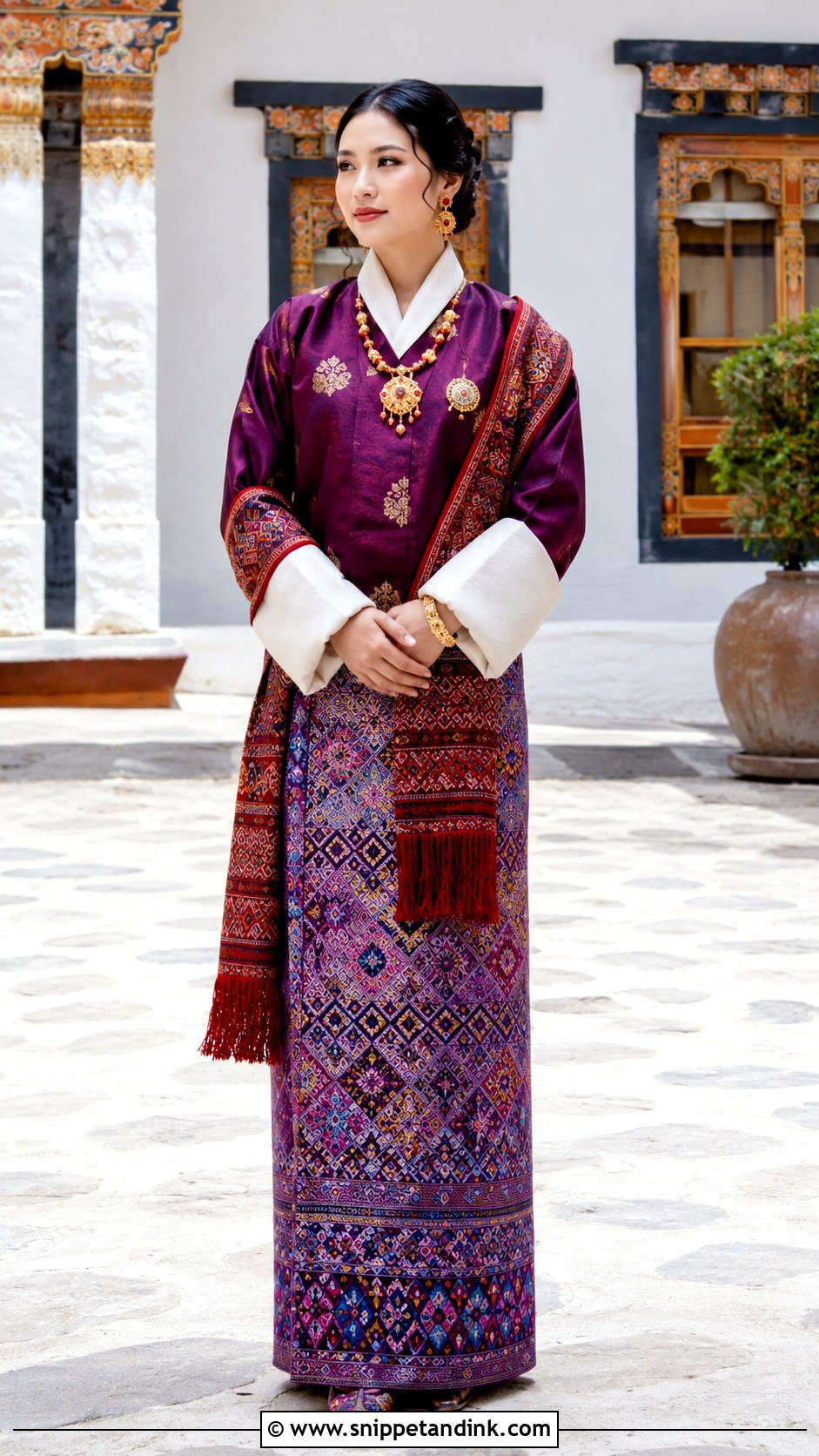 Bhutanese Kira Wedding Dress - Snippet and Ink - 25 Buddhist Wedding Dress Ideas