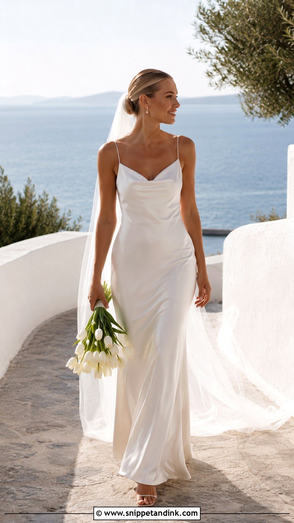Bias Cut Liquid Satin Slip Wedding Dress - Snippet and Ink - 20 Liquid Satin Wedding Dress Ideas