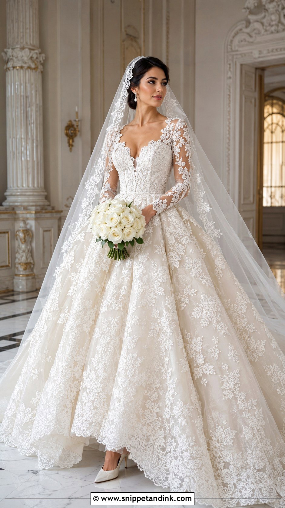 Big Lace Ball Gown Wedding Dress - Snippet and Ink - 20 Big Lace Wedding Dress Ideas