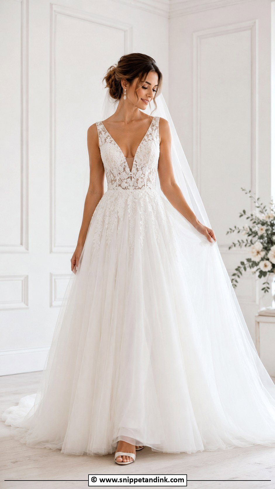 Big V Neck Wedding Dress - Snippet and Ink - 30 Big Wedding Dresses
