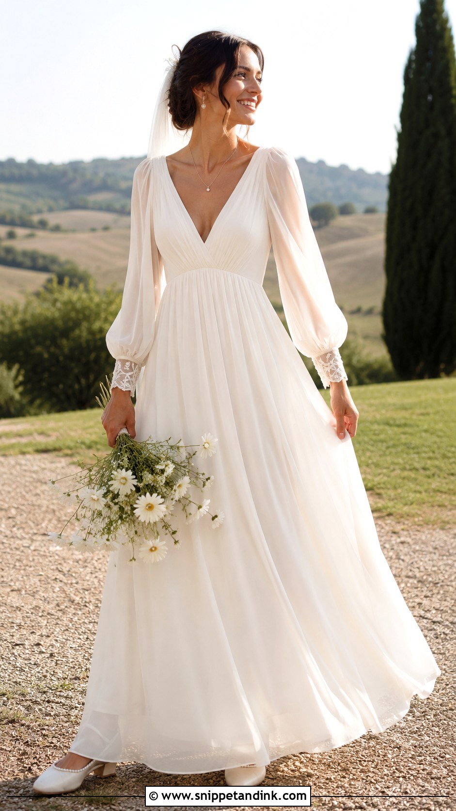 Bishop Sleeve A Line Wedding Dress - Snippet and Ink - 20 Whimsical Wedding Dress with Sleeves