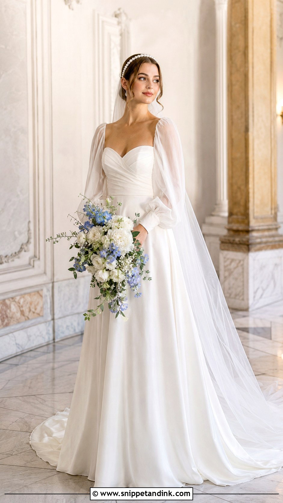 Bishop Sleeve A Line Wedding Dress - Snippet and Ink - 20 Fairytale Wedding Dress with Sleeves