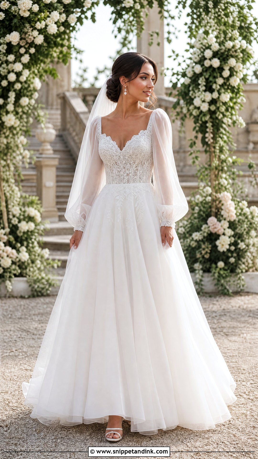 Bishop Sleeve Ballgown Wedding Dress - Snippet and Ink - 25 Ballgown Wedding Dress with Sleeves