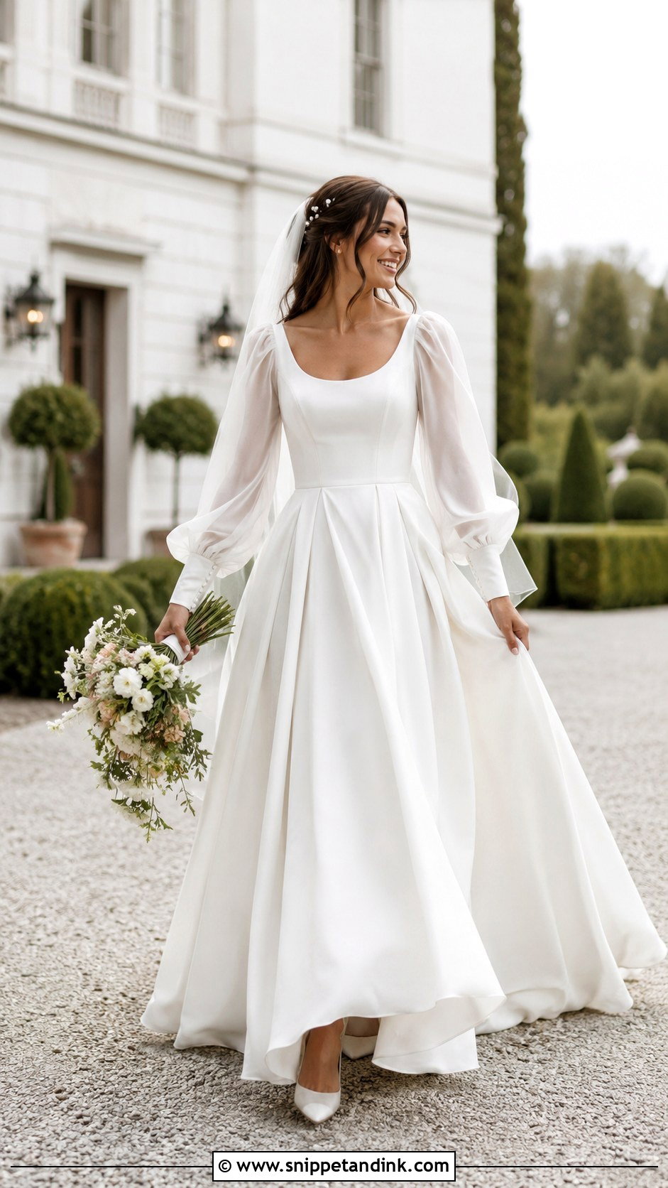 Bishop Sleeve Basque Waist Wedding Dress - Snippet and Ink - 20 Long Sleeve Basque Waist Wedding Dress Ideas