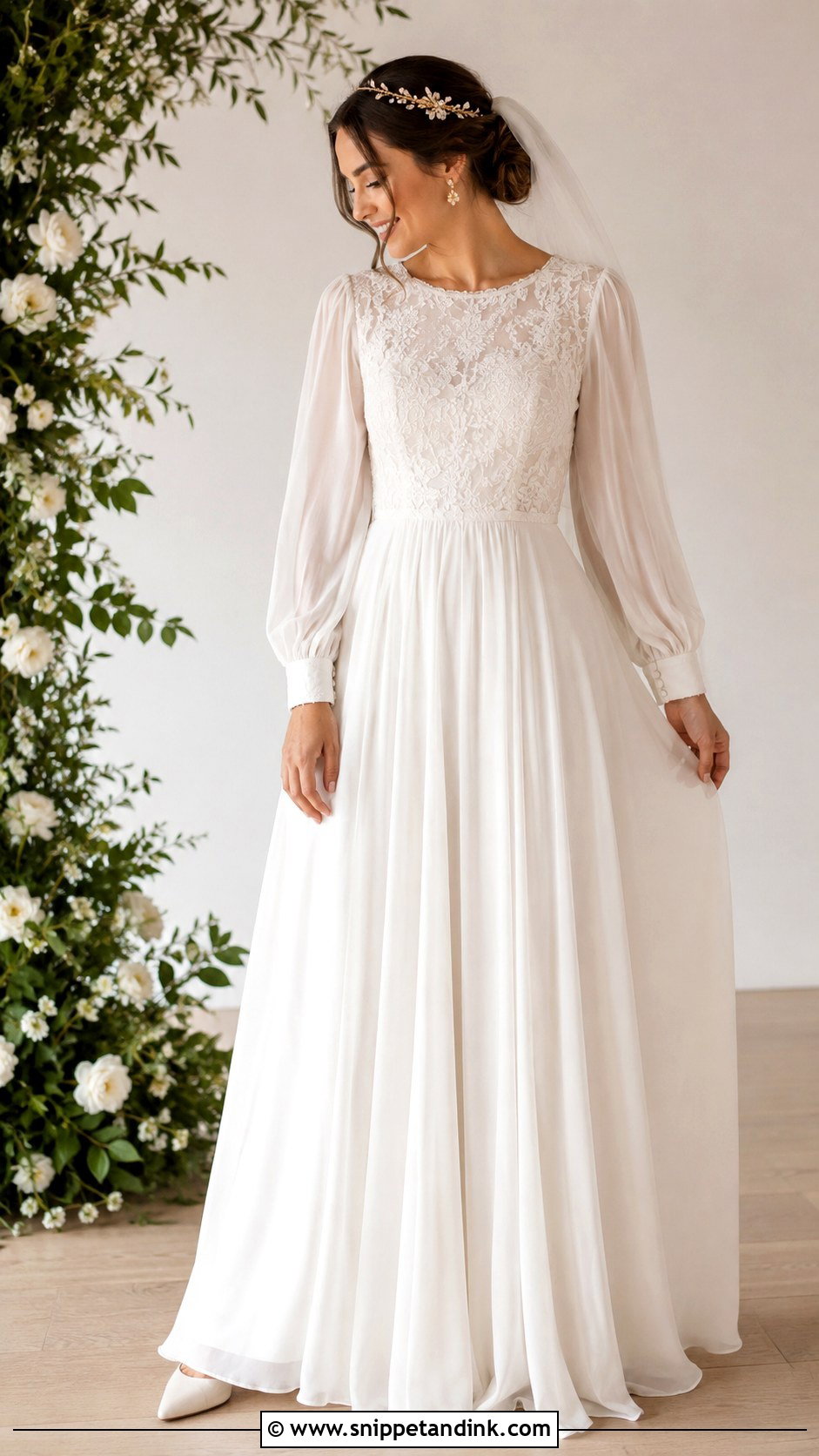 Bishop Sleeve Boho Modest Wedding Dress - Snippet and Ink - 20 Boho Modest Wedding Dress Ideas