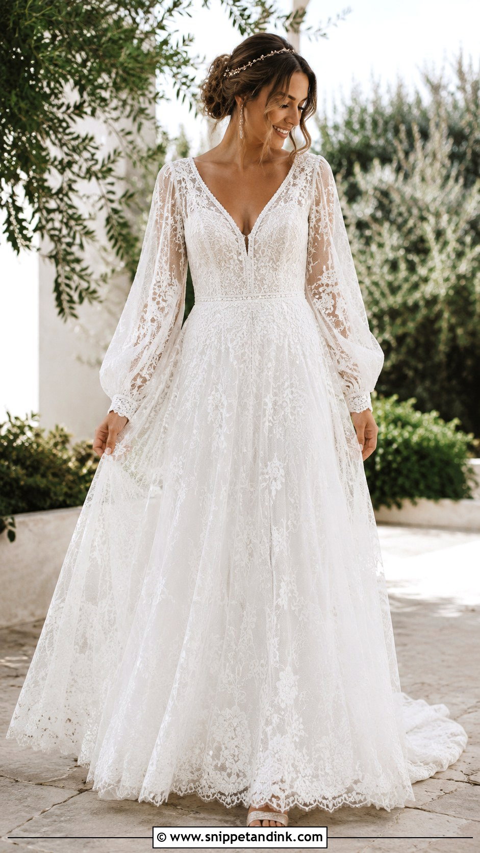 Bishop Sleeve Boho Wedding Dress - Snippet and Ink - 20 Curvy Wedding Dress Sleeves