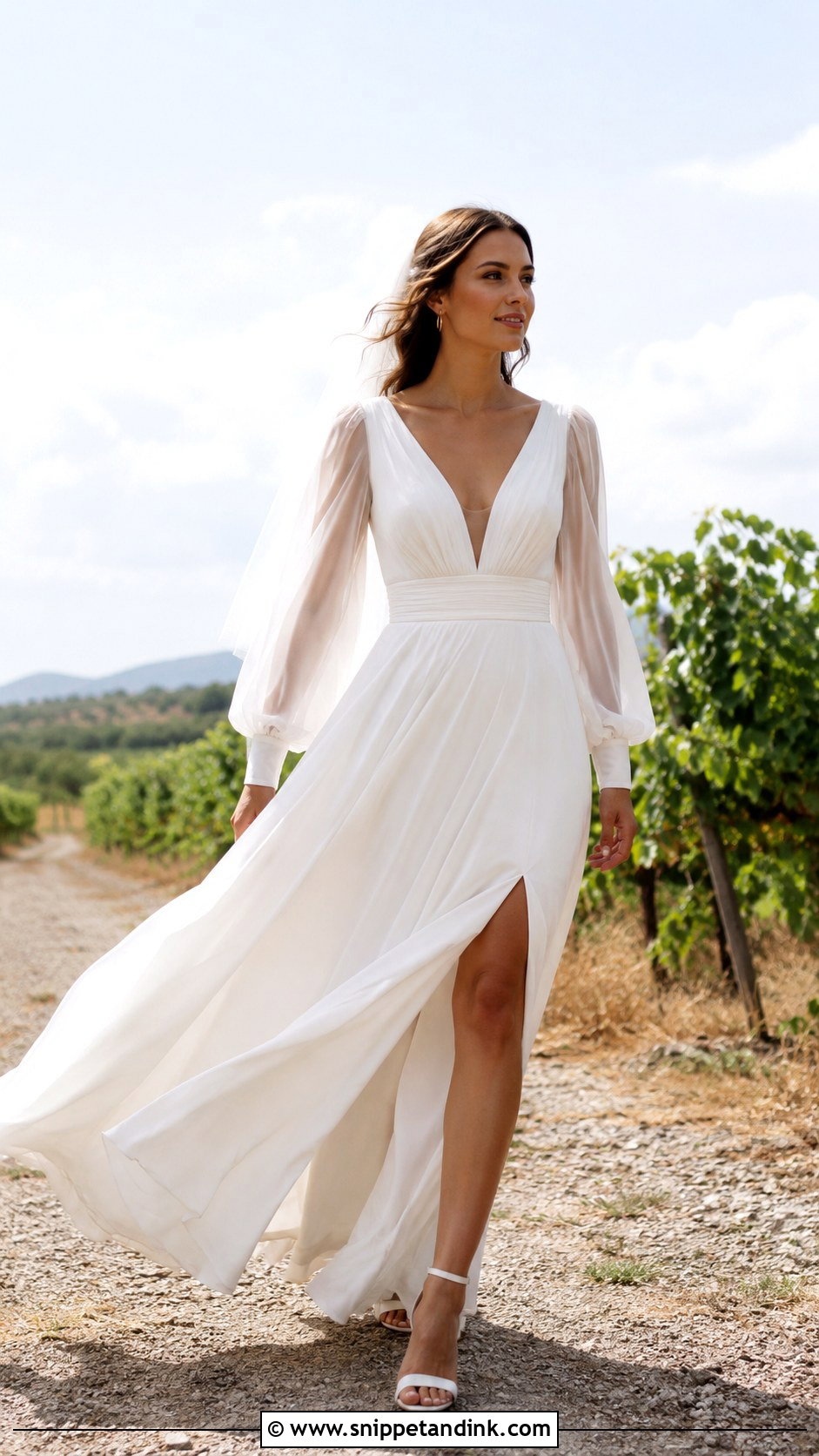 Bishop Sleeve Bridal Dress With Flowing Skirt - Snippet and Ink - 20 Bridal Dresses with Sleeves