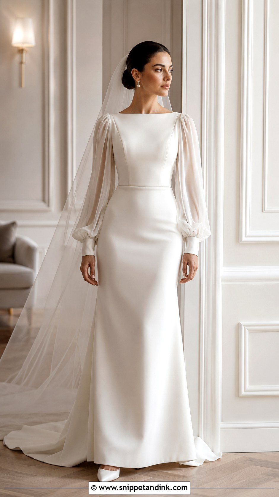 Bishop Sleeve Fitted Wedding Dress - Snippet and Ink - 20 Fitted Wedding Dress with Sleeves