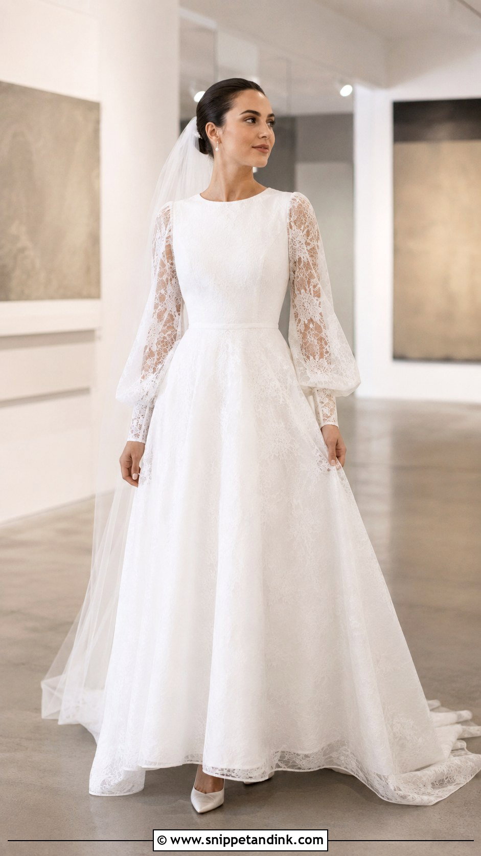 Bishop Sleeve Lace Wedding Dress - Snippet and Ink - 20 Long Sleeved Lace Wedding Dress Ideas