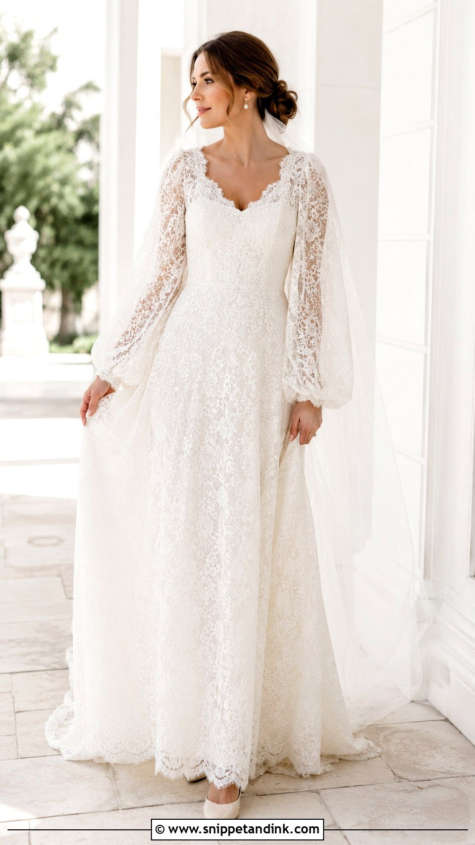 Bishop Sleeve Lace Wedding Dress - Snippet and Ink - 20 Long Sleeve Lace Wedding Dresses