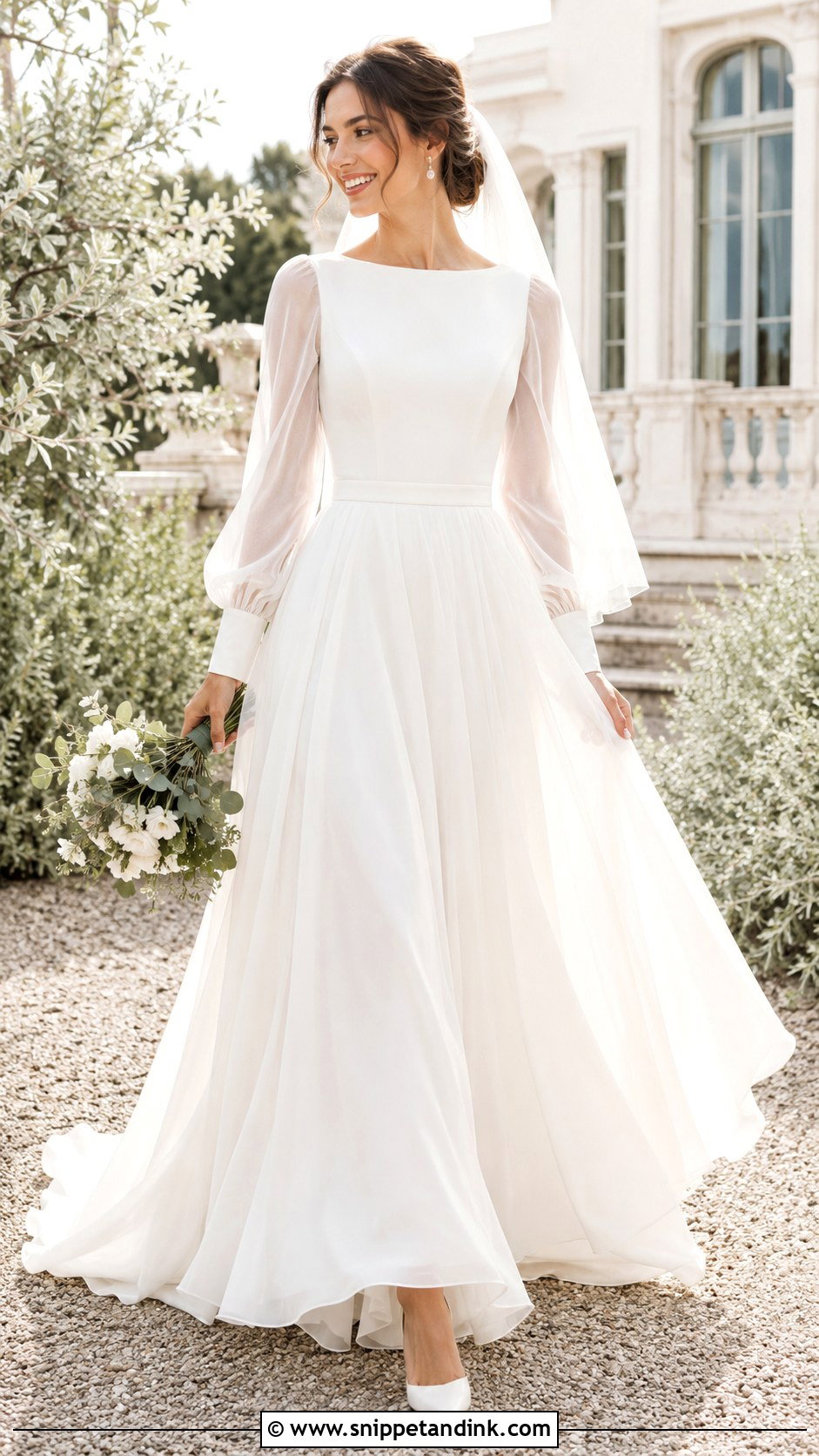 Bishop Sleeve Princess Wedding Dress - Snippet and Ink - 20 Princess Wedding Dresses with Sleeves