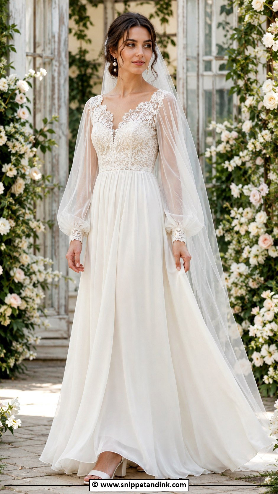Bishop Sleeve Wedding Dress - Snippet and Ink - 30 70s Wedding Dress Ideas