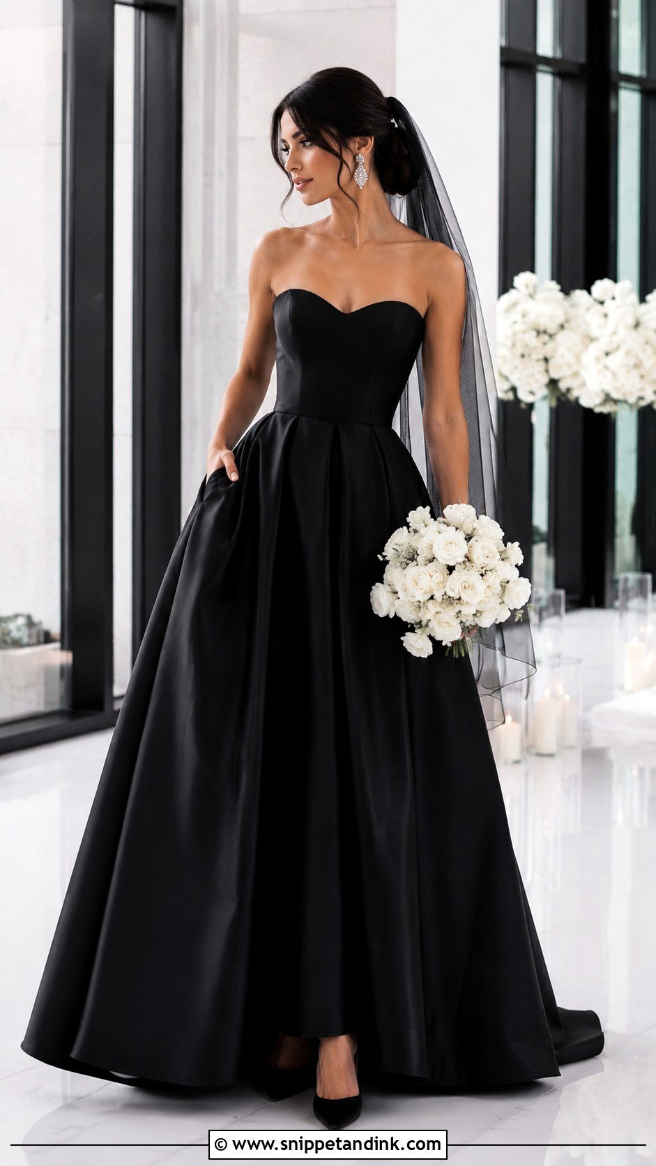 Black 3D Floral Ball Gown Wedding Dress - Snippet and Ink - 20 Black Ball Gown Wedding Dress Ideas