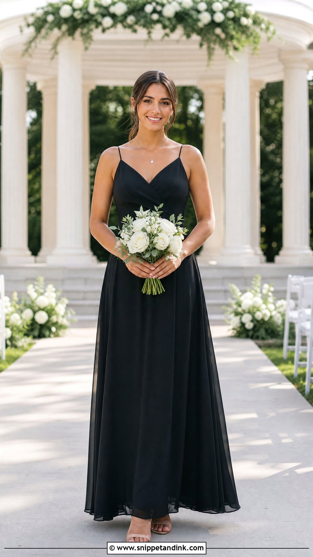 Black A Line Bridesmaid Dress Outfit - Snippet and Ink - 25 Black Bridal Party Ideas