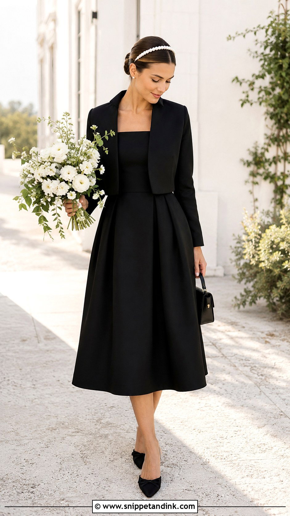 Black A Line Elopement Dress With Flats - Snippet and Ink - 20 Black Elopement Dress Ideas
