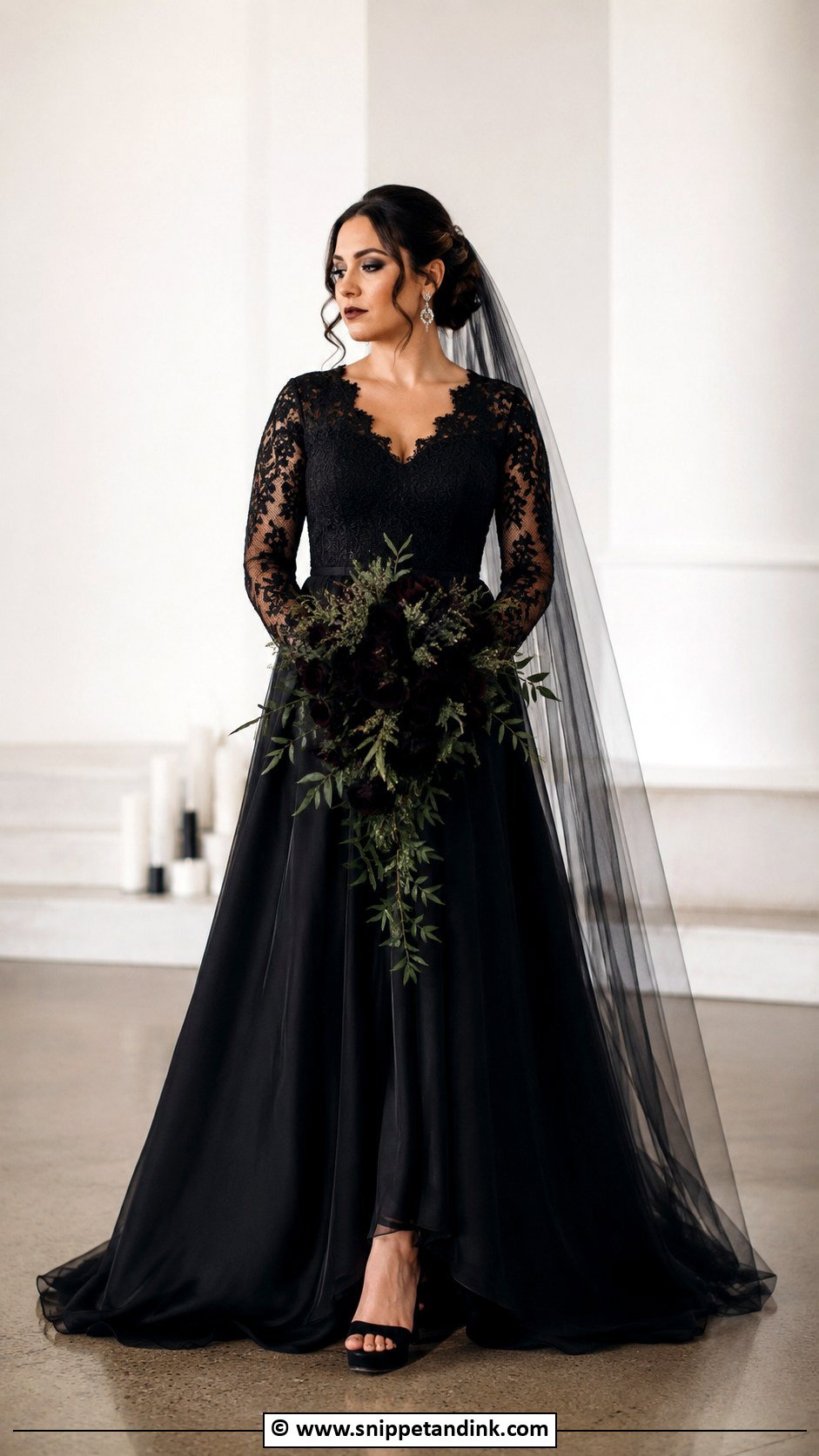 Black A Line Goth Wedding Dress - Snippet and Ink - 30 Goth Wedding Dress Ideas