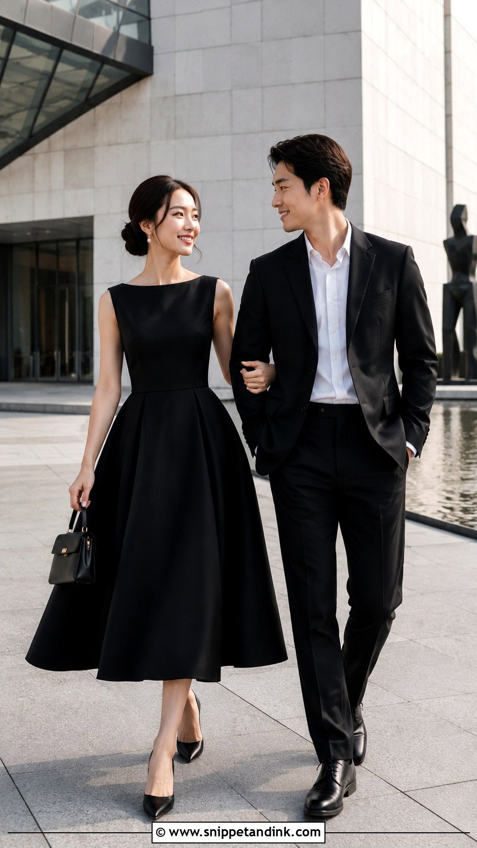 Black A Line Midi Prewedding Dress - Snippet and Ink - 20 Black Prewedding Dress Ideas