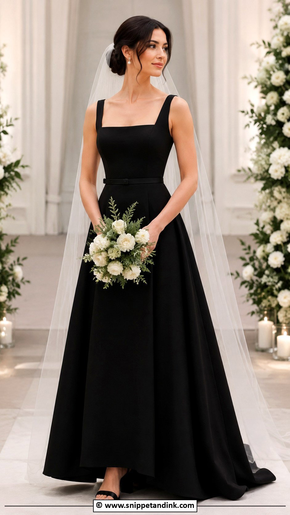 Black A Line Wedding Dress - Snippet and Ink - 30 Black Wedding Gowns