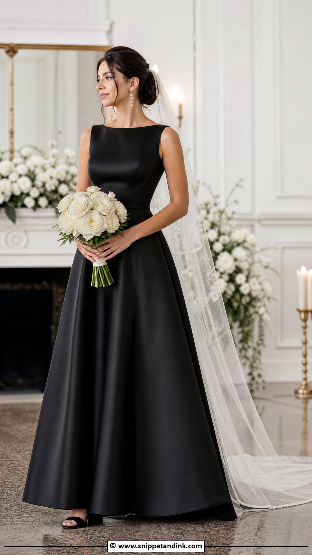 Black A Line Wedding Dress - Snippet and Ink - 35 Black Wedding Dresses