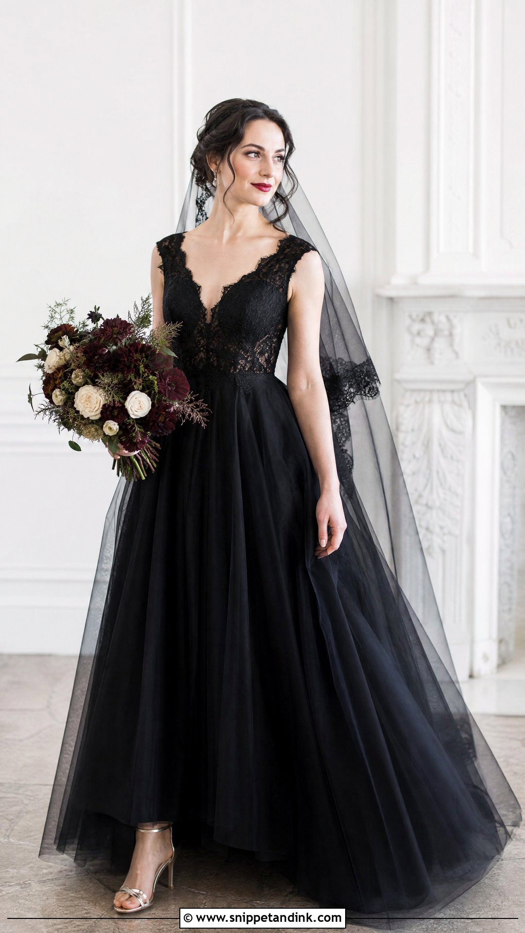 Black A Line Wedding Dress - Snippet and Ink - 25 Dark Romantic Wedding Dress Ideas