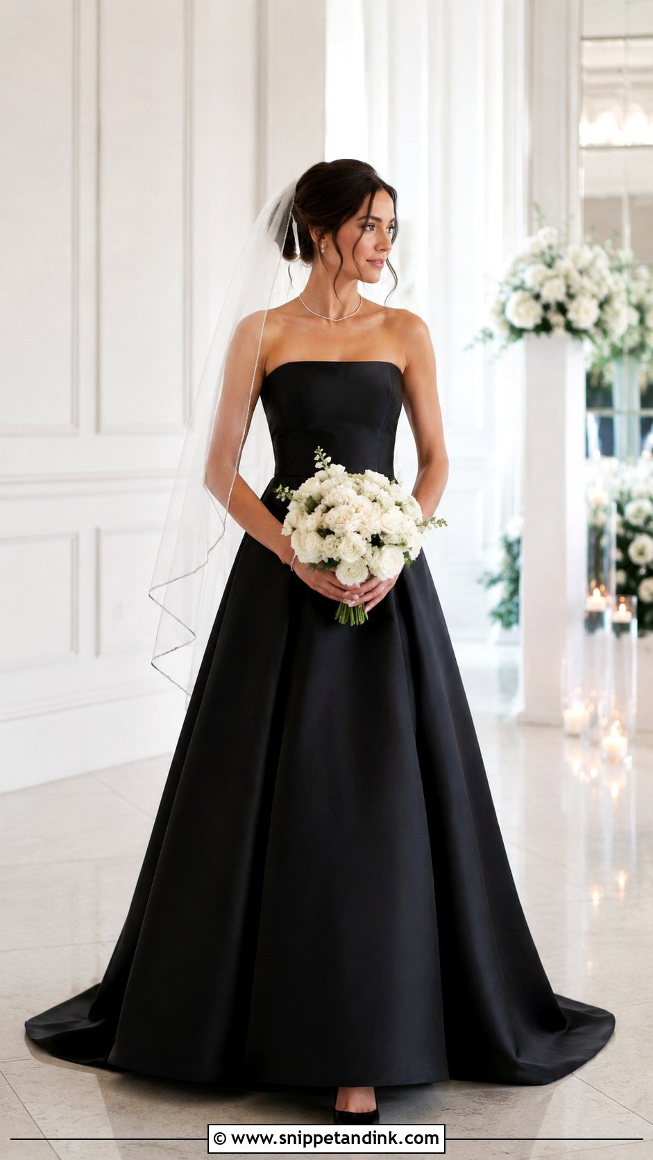 Black A Line Wedding Dress - Snippet and Ink - 30 Black Wedding Dress Ideas