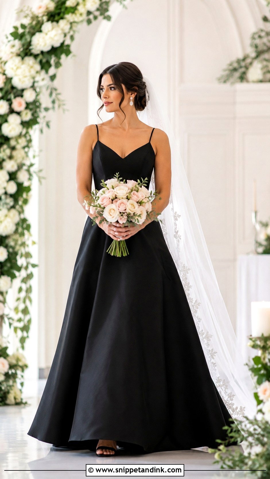 Black A Line Wedding Dress - Snippet and Ink - 25 Black Wedding Dress Aesthetic Ideas