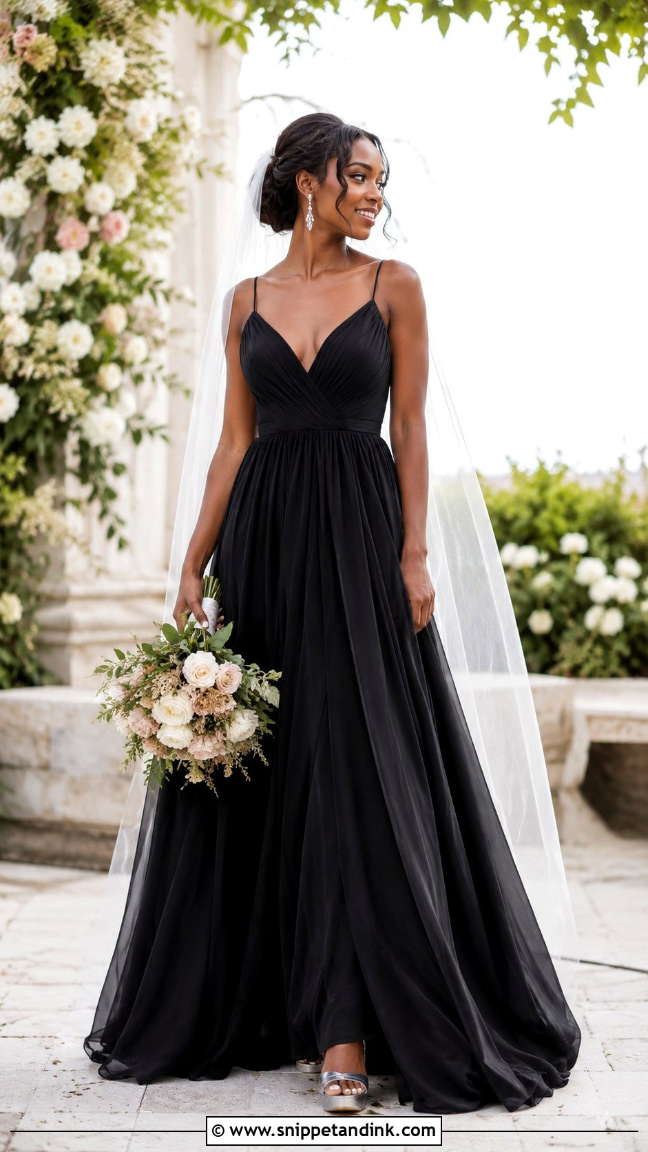 Black A Line Wedding Dress - Snippet and Ink - 20 Black Bride Dress Ideas
