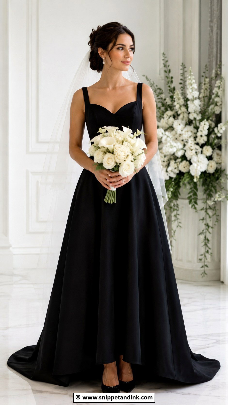 Black A Line Wedding Dress - Snippet and Ink - 25 Dark Wedding Dress Ideas