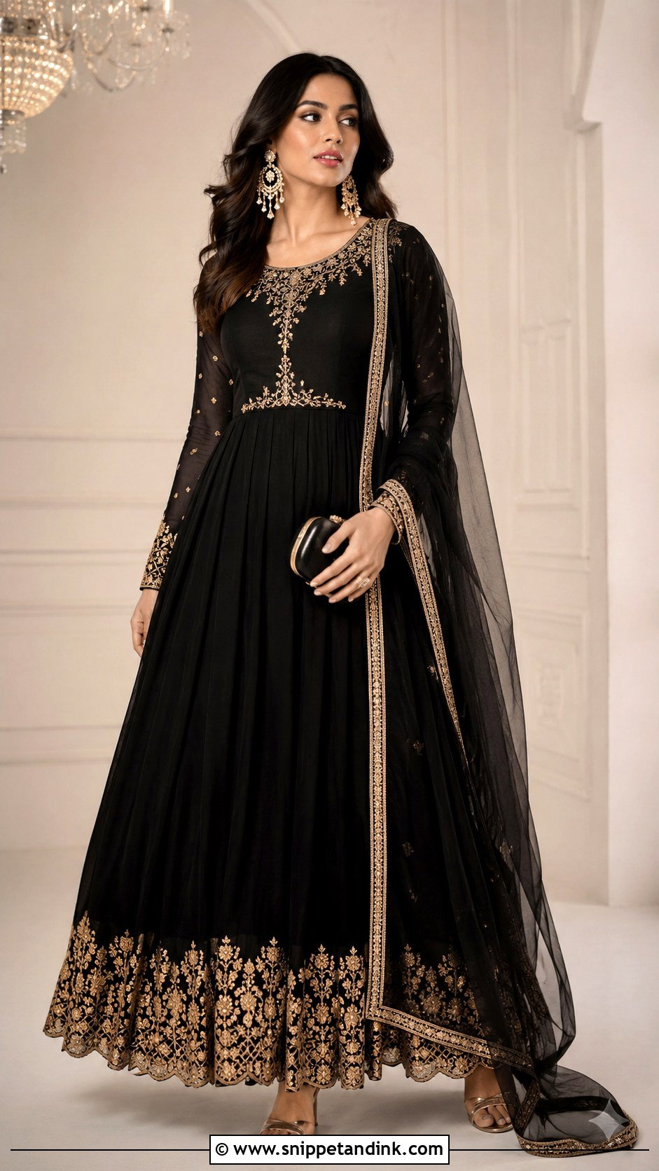 Black Anarkali Gown With Dupatta - Snippet and Ink - 25 Anarkali Gown with Dupatta Ideas