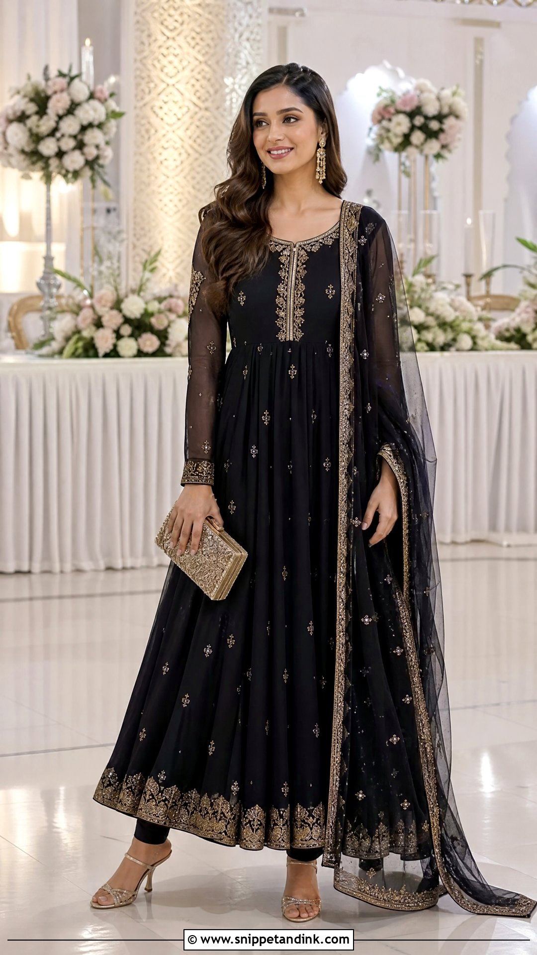 Black Anarkali Suit For Sangeet - Snippet and Ink - 25 Black Sangeet Outfit Ideas