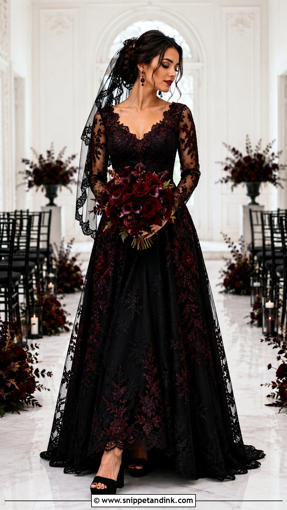 Black And Burgundy Mavis Wedding Dress - Snippet and Ink - 20 Mavis Wedding Dress Ideas