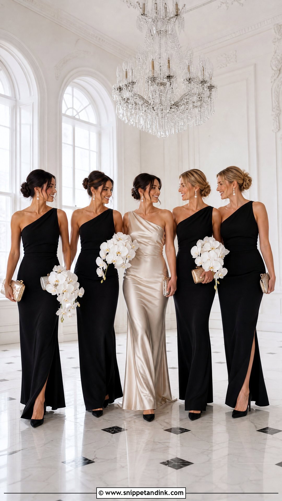 Black And Champagne Bridal Party Dresses - Snippet and Ink - 20 Bridal Party Dresses Color Schemes