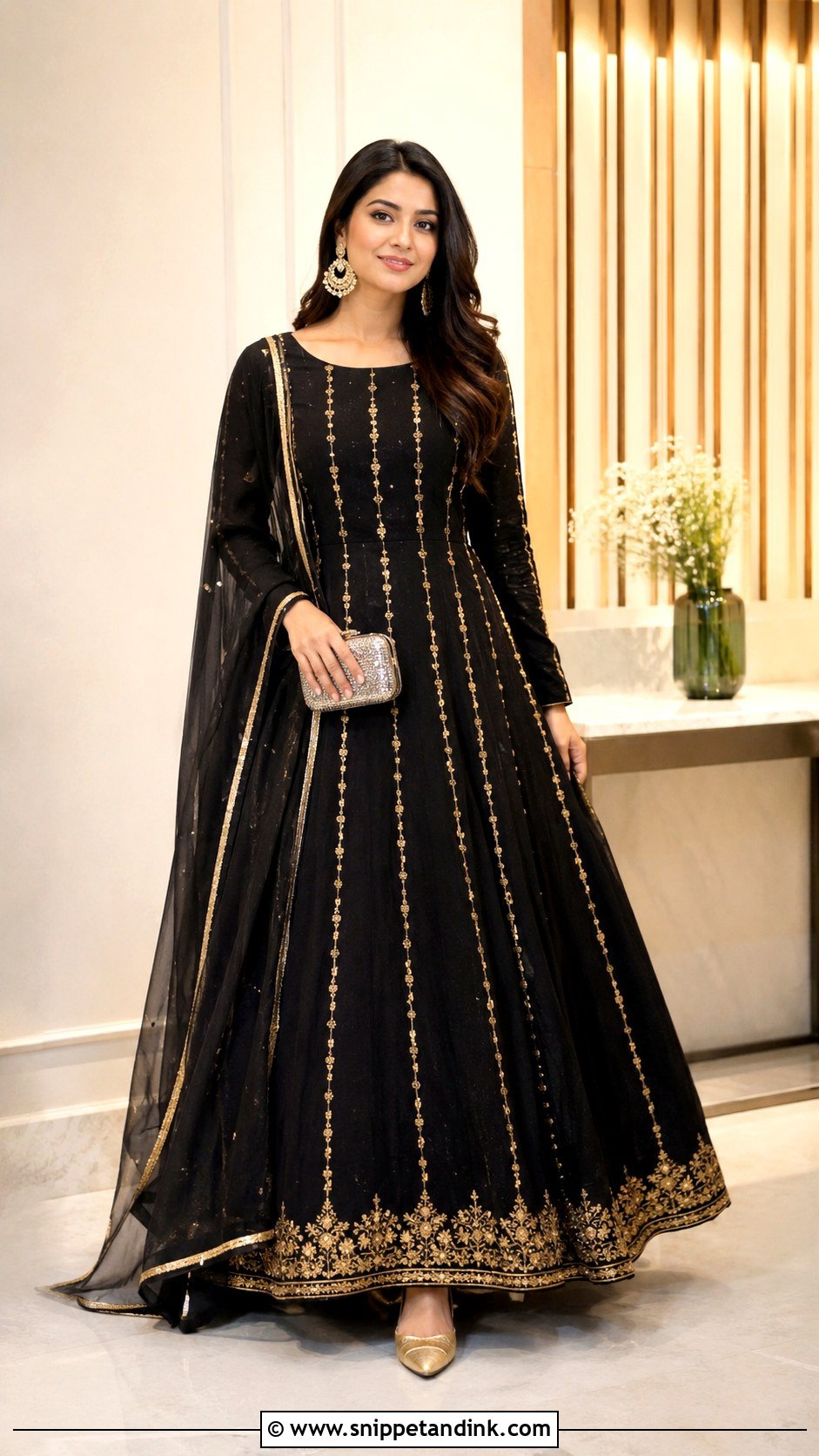 Black And Gold Anarkali Dress - Snippet and Ink - 20 Grand Anarkali Dress Ideas
